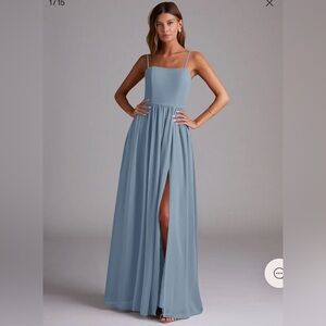 Azazie Light Blue Maxi Dress with Slit